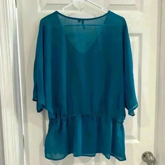 NWT KUT from the Kloth Women Blouse Sz XL Embellish Beaded Sheer Short Sleeve - Picture 7 of 10